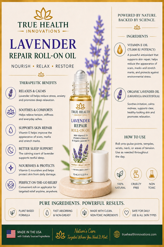 100% Pure & Natural Vitamin-E and Organic Lavender Roll on Oil